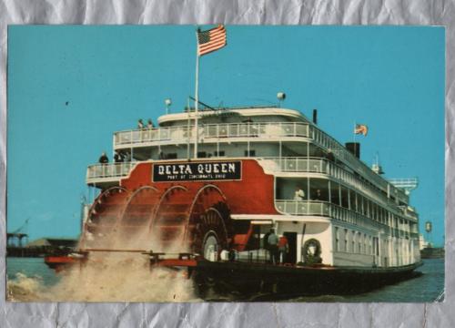 `Steamer Delta Queen` - Postally Used - Tiptonville April 24 1971 Postmark - Curteichcolor Postcard