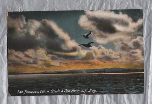 `San Francisco, Cal. - Clouds & Sea Gulls S.F.Bay` - Postally Unused - Pacific Novelty Co. Postcard