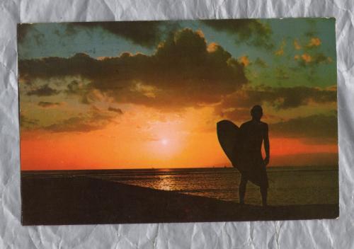 `Sunset Over The Seas Of Hawaii` - Postally Used - U.S, Postal Service, HI March ? 1974 Postmark with Slogan - Curteichcolor Postcard