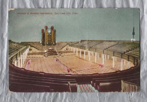 `Interior Of Mormon Tabernacle, Salt Lake City, Utah` - Postally Unused - Gray News & Co. Postcard