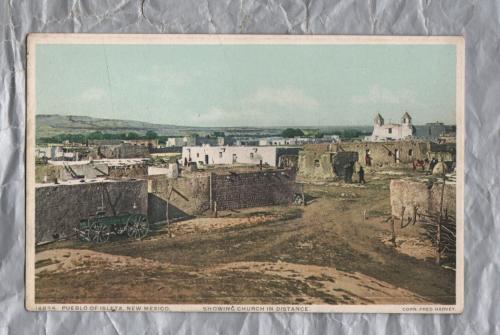 `14836 Pueblo Of Isleta, New Mexico, Showing Church In Distance` - Postally Unused - Fred Harvey Postcard