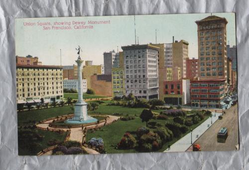 `V267 Union Square, Showing Dewey Monument, San Francisco, California` - Postally Unused - Newman Post Card Co. Postcard